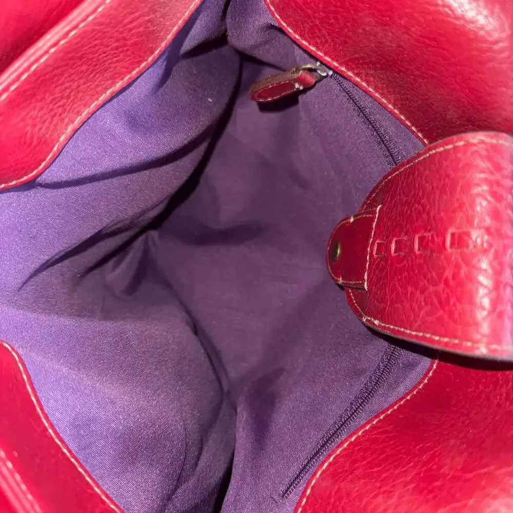 Nine & Company Red Leather Hobo Bag with Woven Detail
